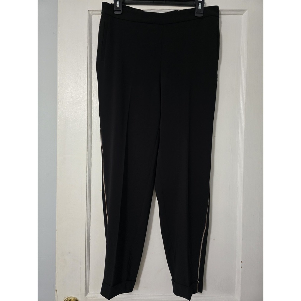 Chico's Black Ball Chain Trimming Ankle Cuffed Relaxed Jogger Size 0.5R (6R)